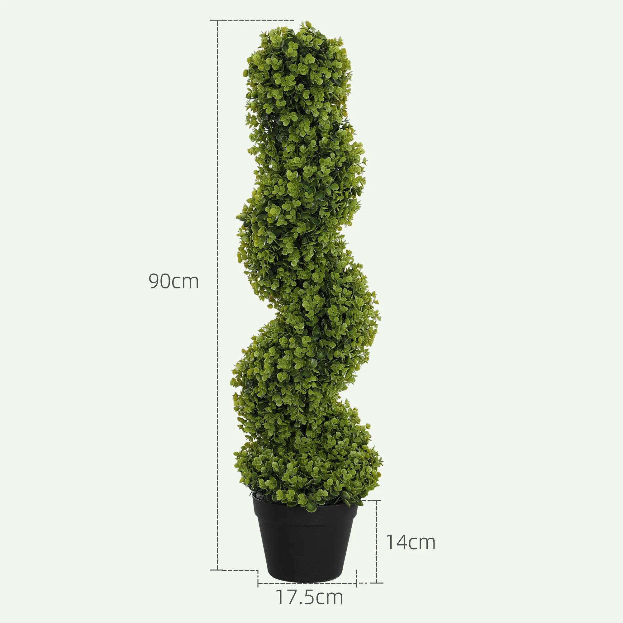 Artificial Eucalyptus Spiral Plant with Pot Included for Indoor and Outdoor, Height 90 cm, Green - Image 3