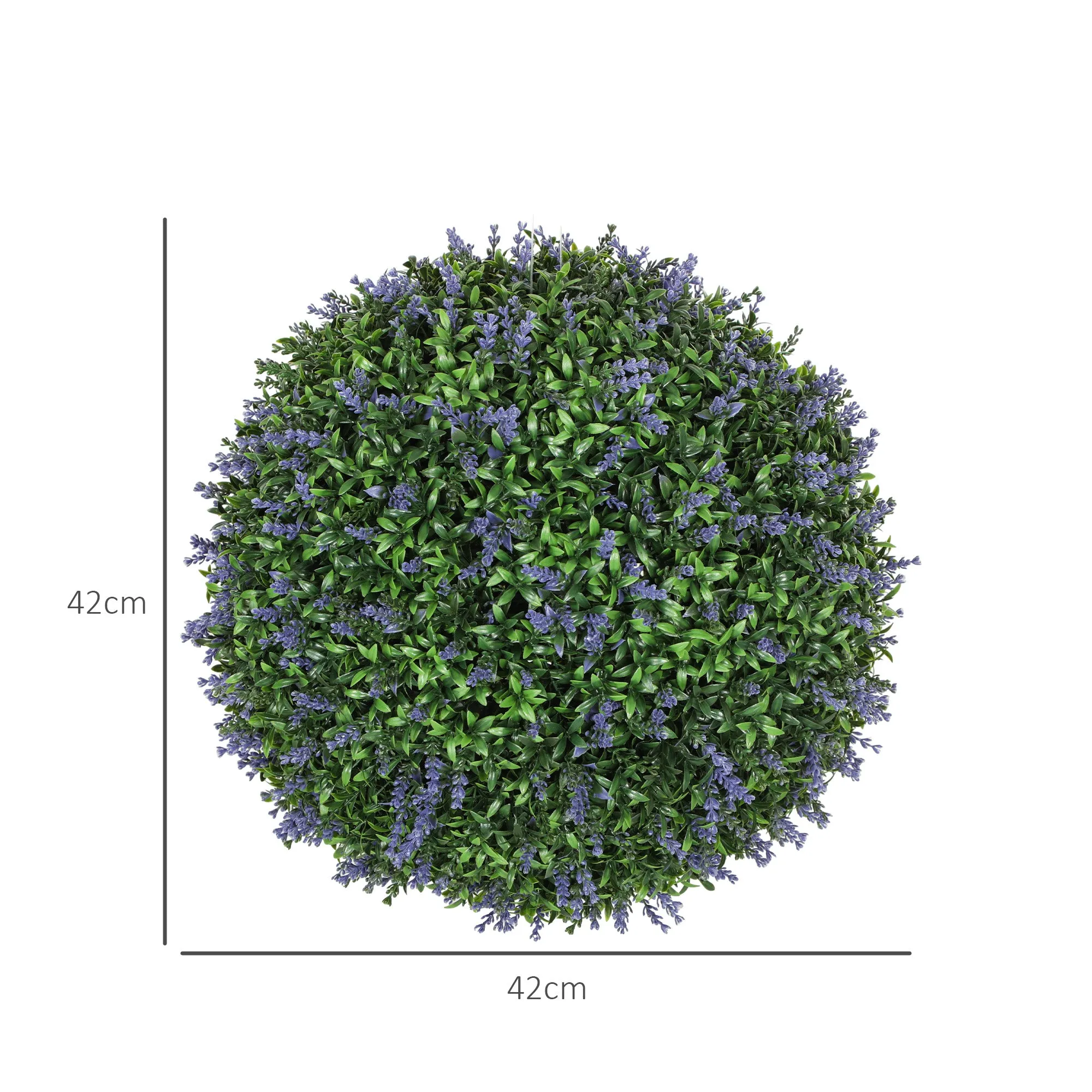 Set of 2 Artificial Sphere Plants with Lavender Flowers for Home and Garden Ø42 cm, Green and Purple - Image 3