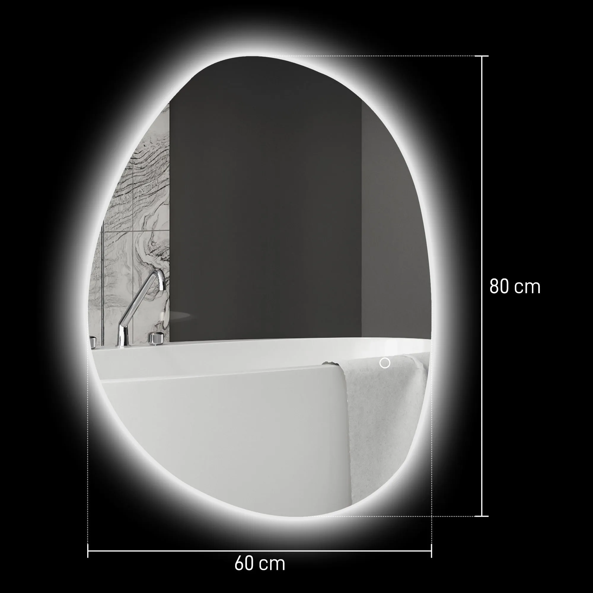 LED Lighted Bathroom Mirror with Adjustable Colour, Tempered Glass, 80x5x60 cm, Silver - Image 3