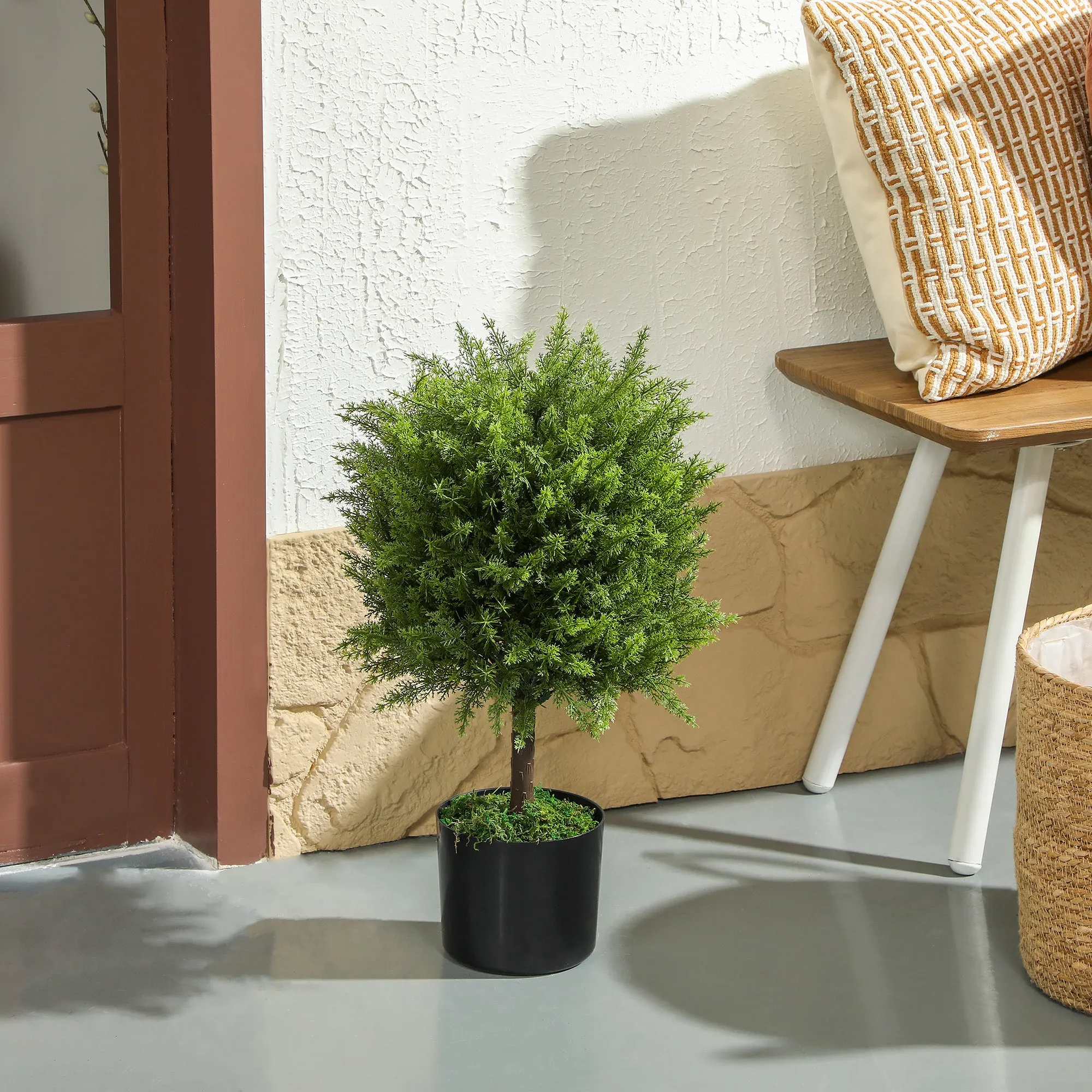 Artificial Cedar Tree Plant with Pot Included for Indoor and Outdoor, Height 55 cm, Green - Image 2