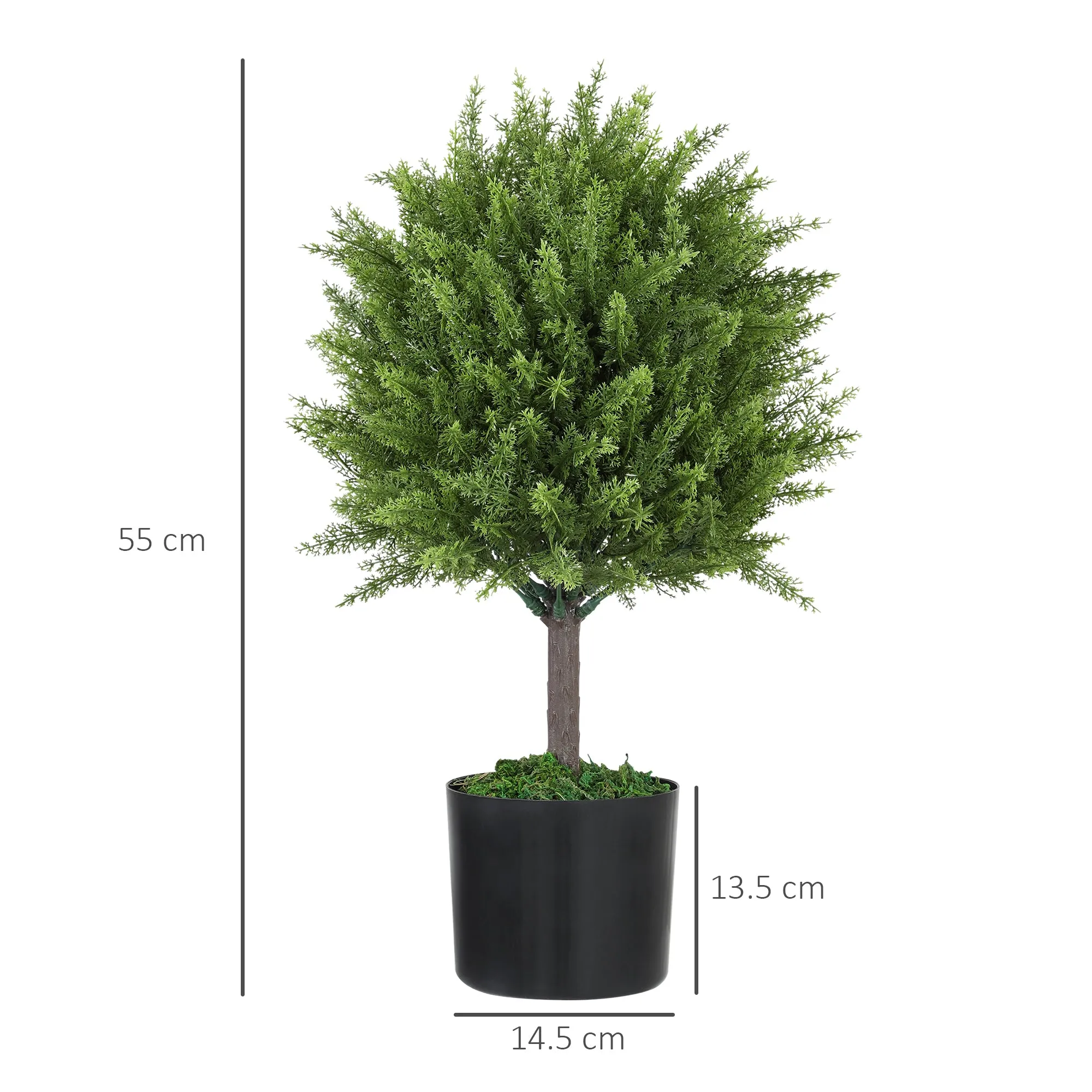 Artificial Cedar Tree Plant with Pot Included for Indoor and Outdoor, Height 55 cm, Green - Image 3