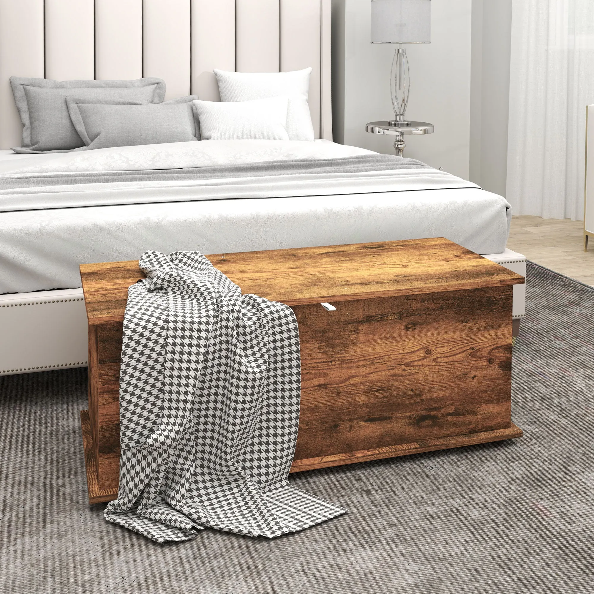 Storage Bench Capacity 60 kg for Bedroom and Entrance, Wooden, 100x40x40 cm, Brown - Image 2