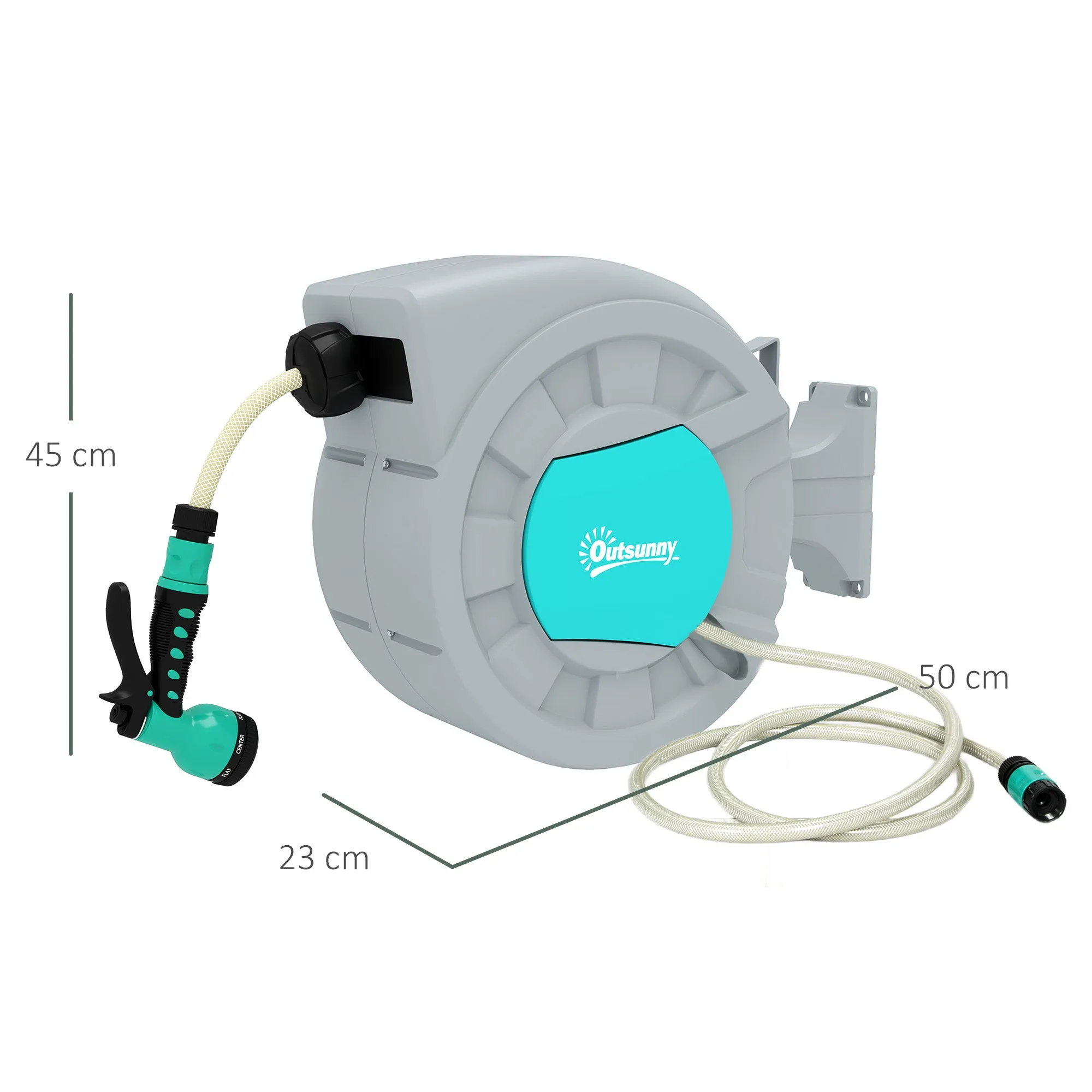 Automatic Wall-Mounted and Portable Hose Reel Length 30+2 m, Locking System and 7 Jets, Green - Image 3