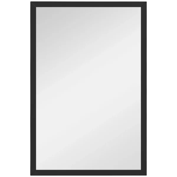 HOMCOM Rectangular Wall Mirror with Hooks, Glass and MDF, 40x60 cm, Black