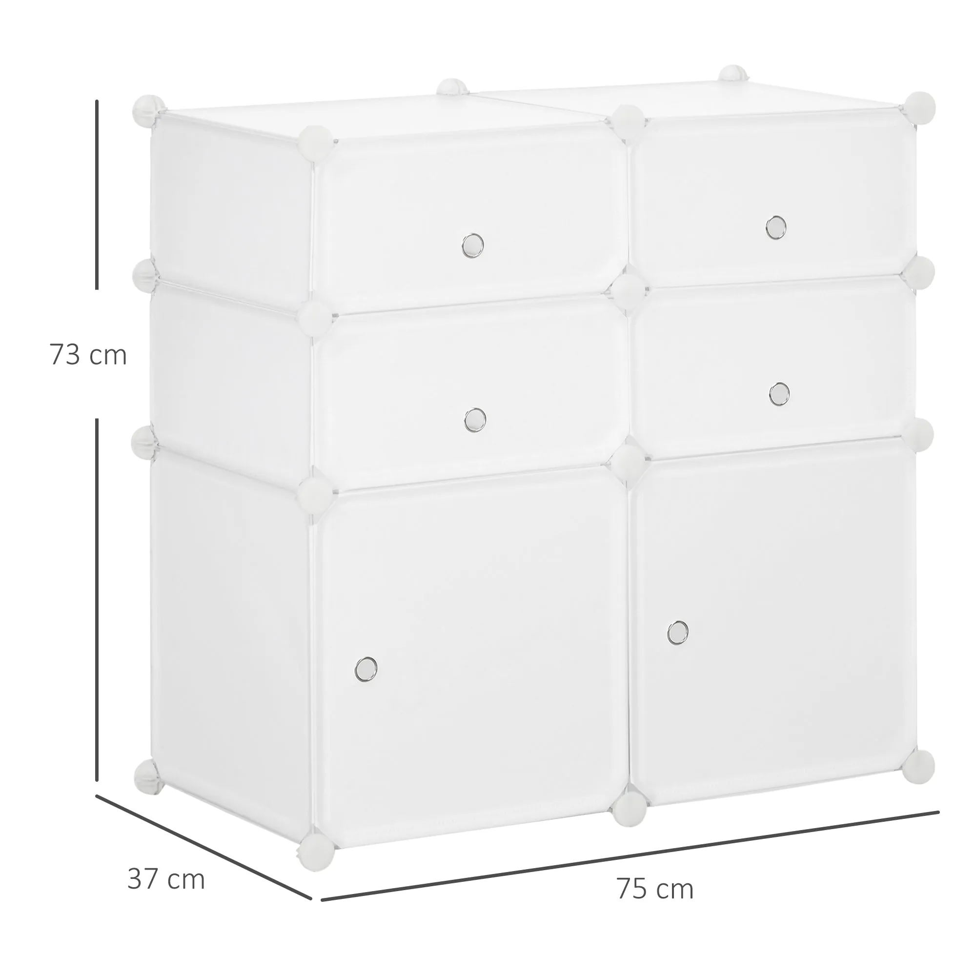 HOMCOM Space-Saving Shoe Cabinet, Plastic Entryway Shoe Rack, Modular Wardrobe for Living Room and Entryways, Shoe Rack, Multipurpose 75x37x73cm, White - Image 3