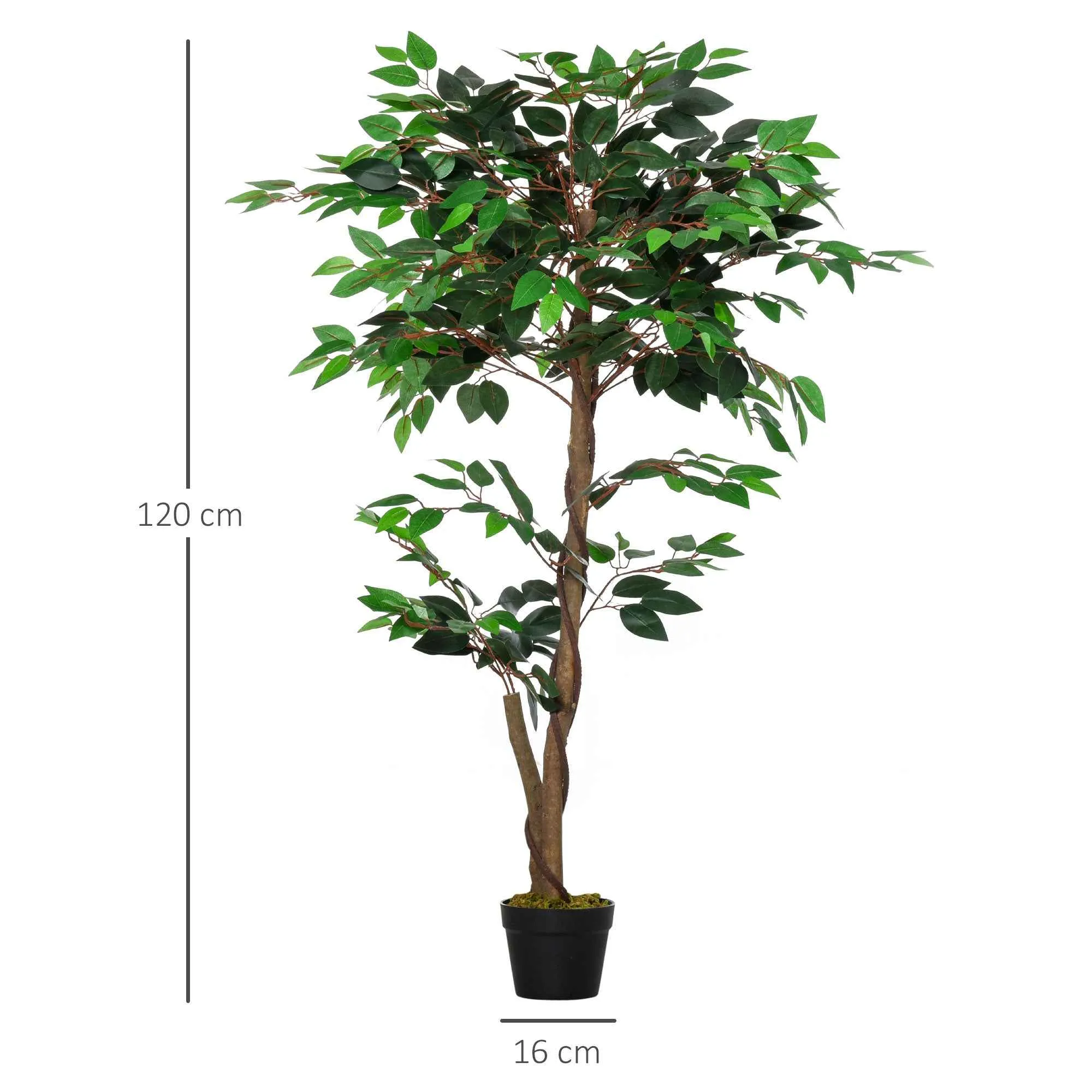 Outsunny Artificial Tea Tree Plant with 546 Realistic Leaves and 120cm Cement Pot, Green - Image 3