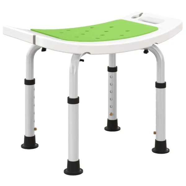 HOMCOM Shower Stool in Aluminum Alloy and Non-Slip Plastic, 6-Level Adjustable Height 39-52cm, Green