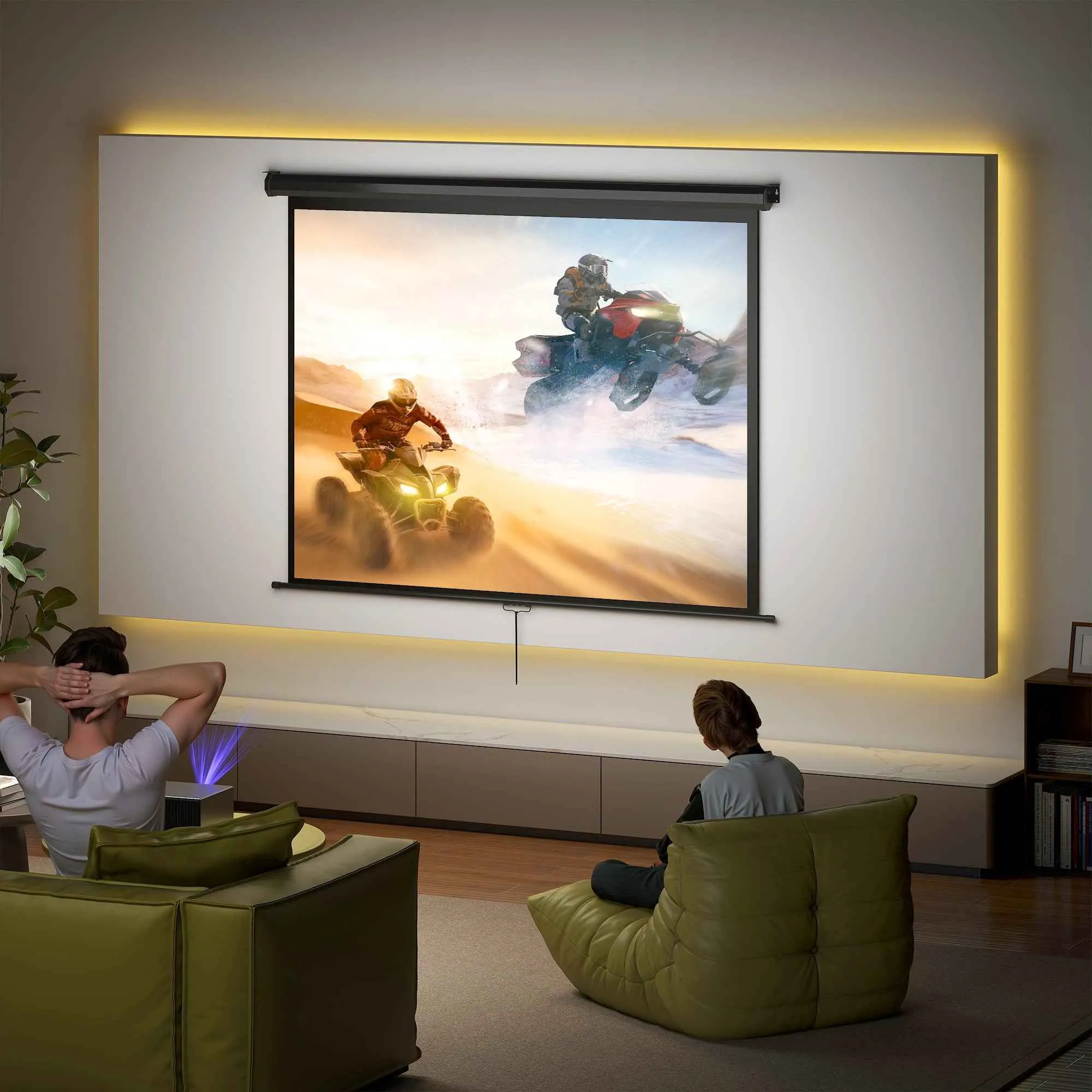 HOMCOM Projector Screen 84" 4:3 Format, 160° Angle and Ceiling or Wall Mount, Black - Image 2