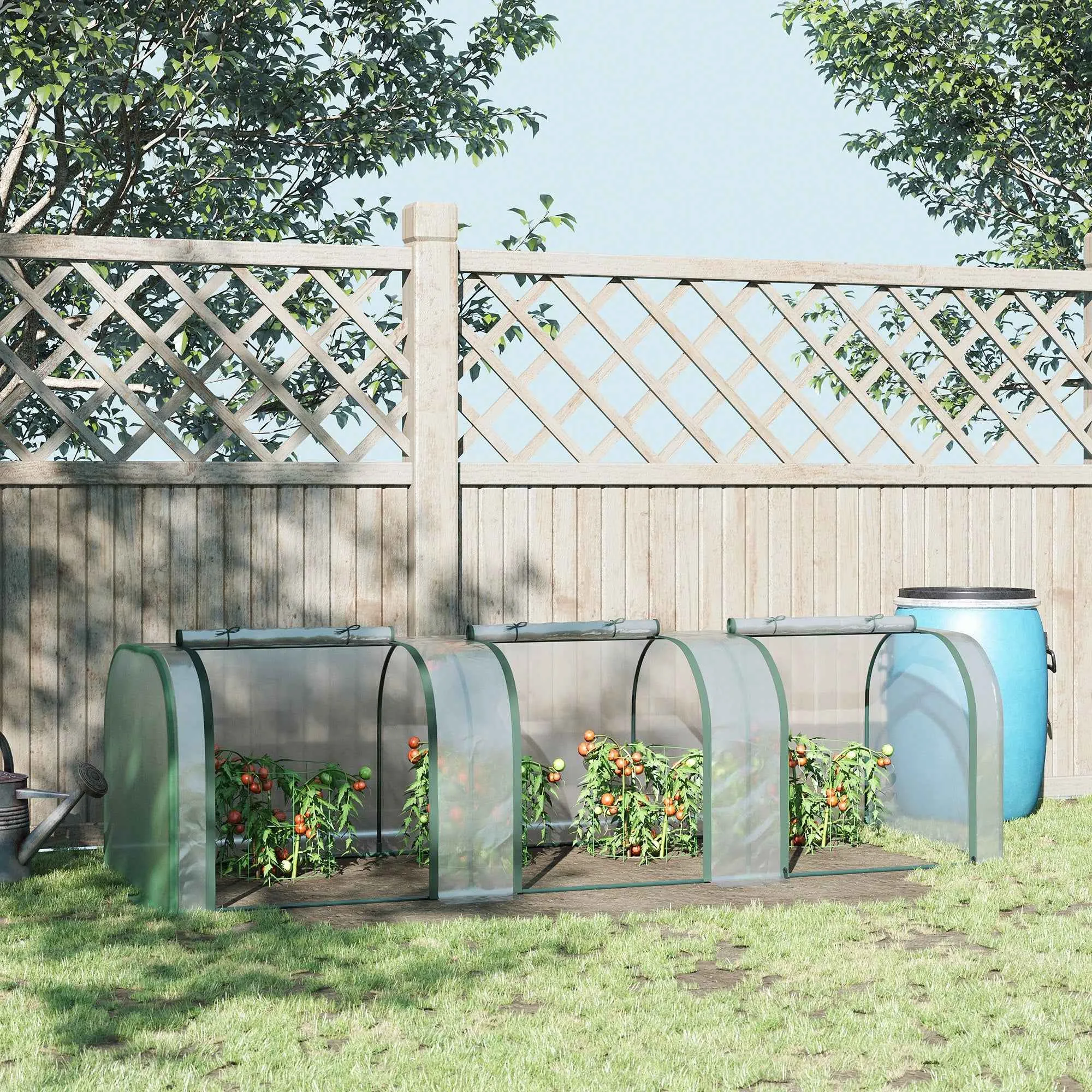 Outsunny Clear PVC and Steel Tunnel Greenhouse with Hinged Doors, 295x100x80 cm - Image 2