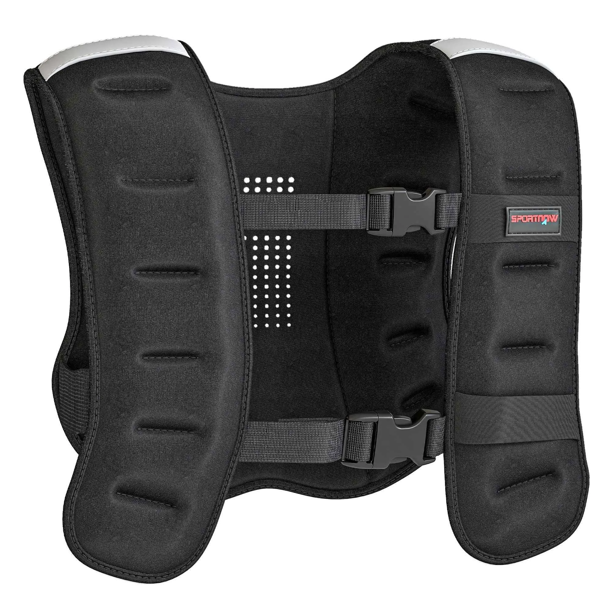 SPORTNOW Weighted Vest 8 kg with Adjustable Straps and Reflective Strips, in Neoprene and Sand, 43x33 cm, Black
