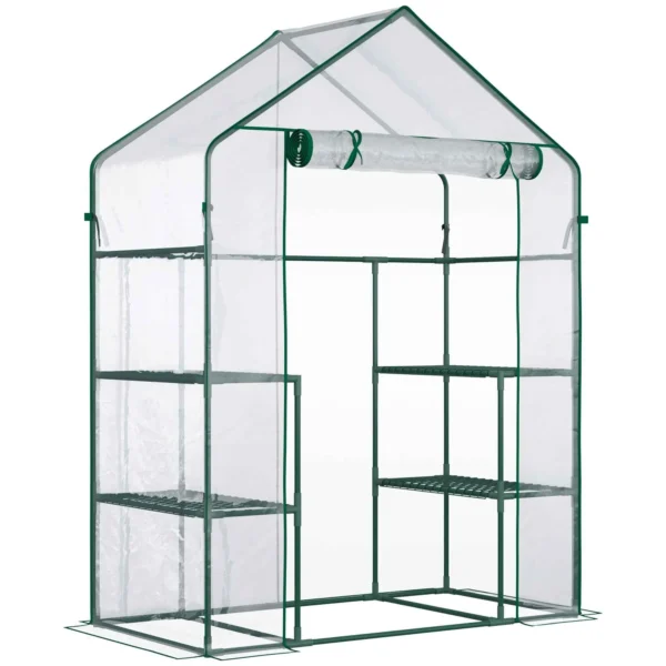 Outsunny Waterproof and UV-Proof PE Garden Greenhouse with Mounting Accessories, 142x73x195 cm, Green