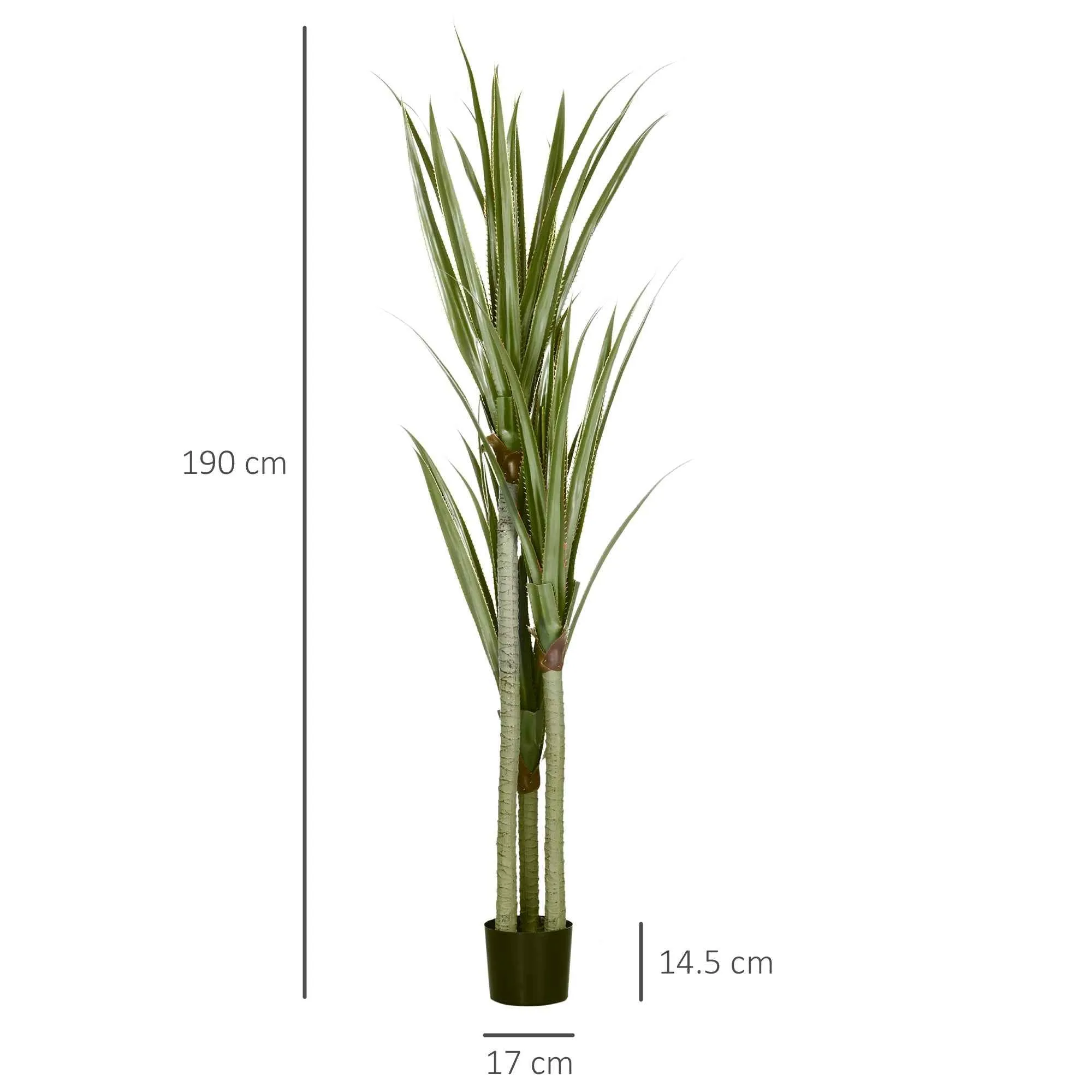 HOMCOM 190cm Artificial Yucca Plant with 39 Leaves in a PEVA and Cement Container Pot - Image 3