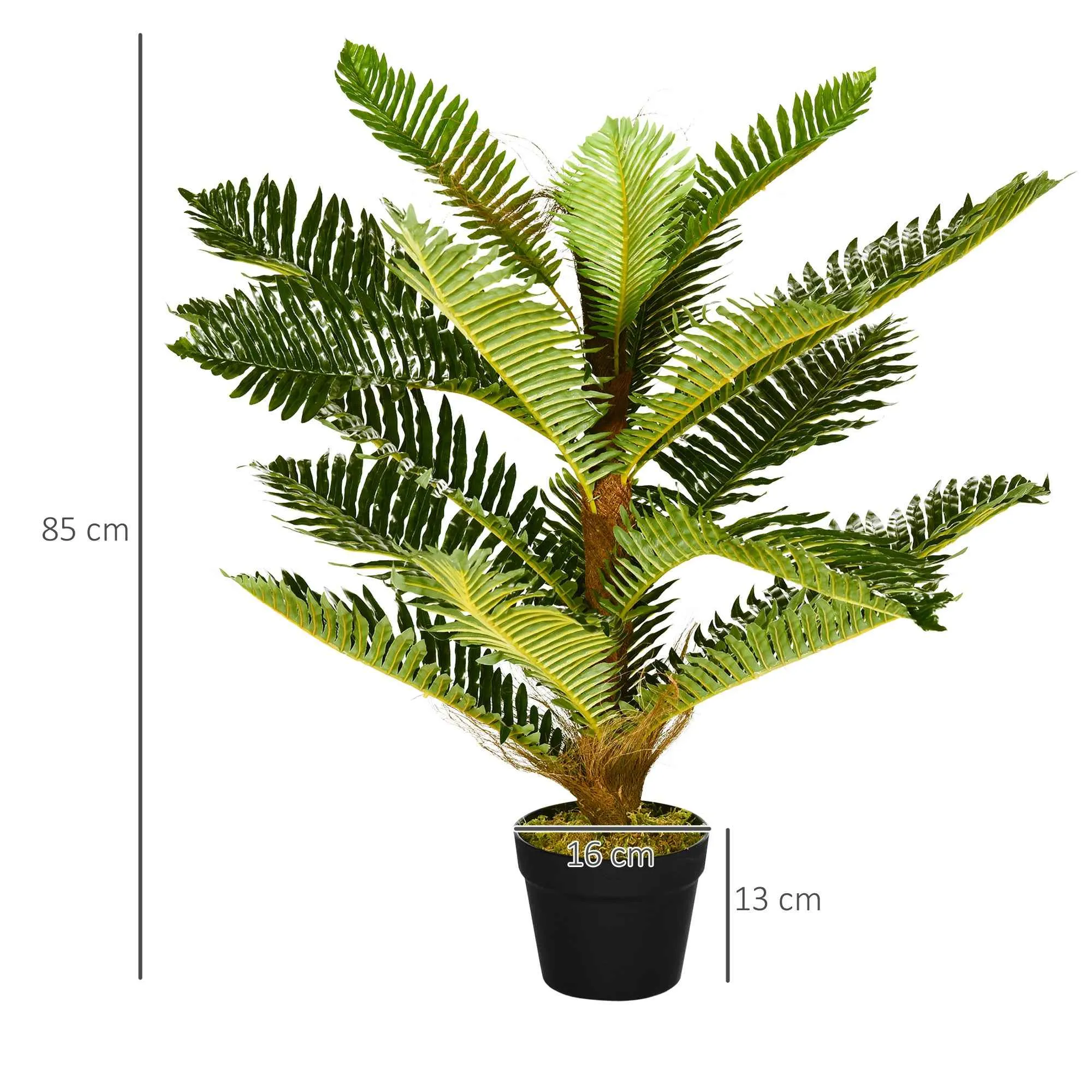 HOMCOM Artificial Palm Tree with 18 Leaves and Pot Included for Indoors, Height 85 cm, Green - Image 3