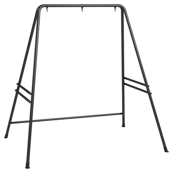 Outsunny Steel Hammock and Egg Chair Stand with A-Shaped Legs and Single and Double Hooks, 178 x 143 x 180 cm, Black