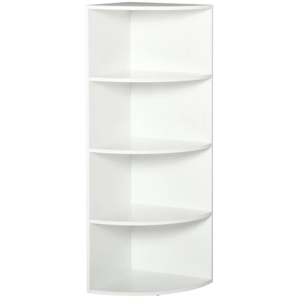 HOMCOM Corner Bookcase with 4 Shelves, Wall Mounted and Wooden, 39.5 x 39.5 x 120 cm, White