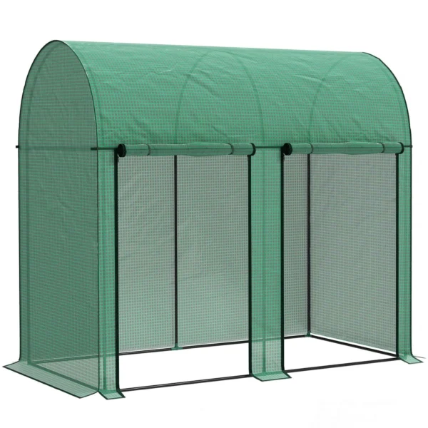 Outsunny 2m² Garden Greenhouse, 2 Roll-Up Doors, 140g/m² Anti-UV PE Cover, 2x1x1.78m, Green