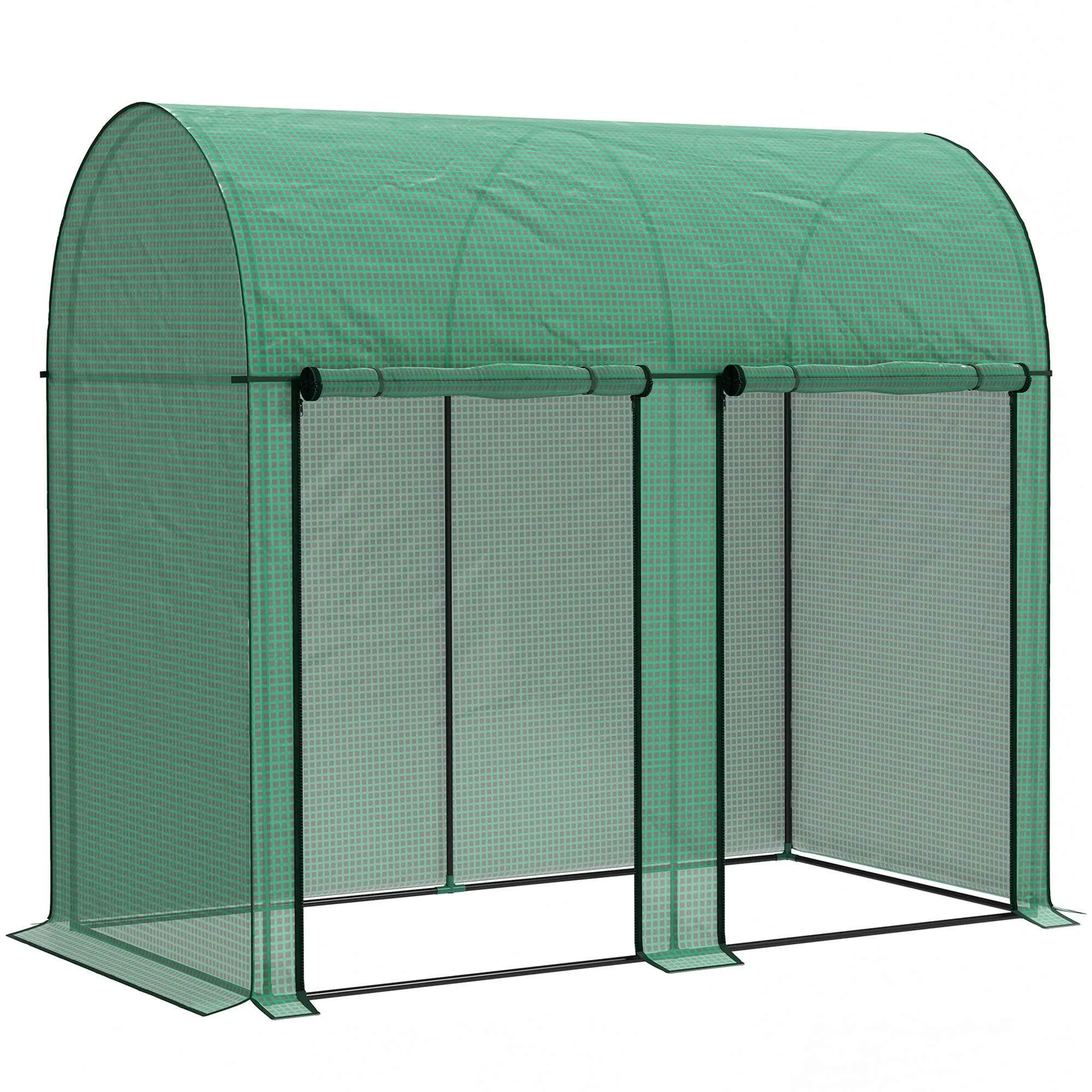 Outsunny 2m² Garden Greenhouse, 2 Roll-Up Doors, 140g/m² Anti-UV PE Cover, 2x1x1.78m, Green