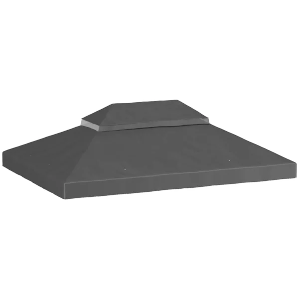 Outsunny 3x4m 2-Tier Garden Gazebo Cover in 600D Oxford Fabric with Drainage Holes, Dark Grey