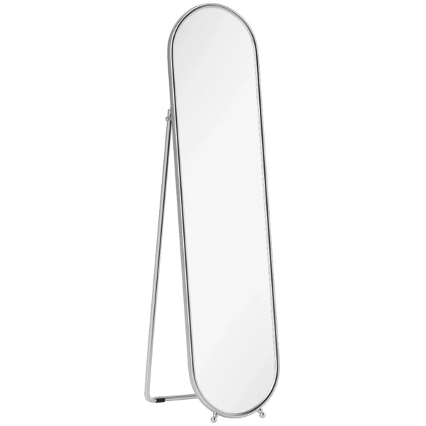 HOMCOM Full-Length Floor Mirror with Folding Stand, Glass and Metal, 40x4x160 cm, Silver