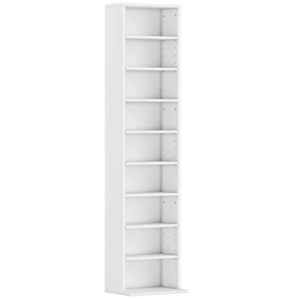 HOMCOM CD Rack with 6 Adjustable Shelves, 260 CDs/120 DVDs Capacity, 33x24x140 cm, White