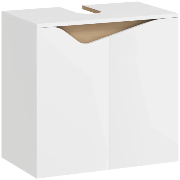 HOMCOM Under Sink Cabinet with 2 Soft-Close Doors for Pedestal-Free Sink, 60x35x57.9 cm, White