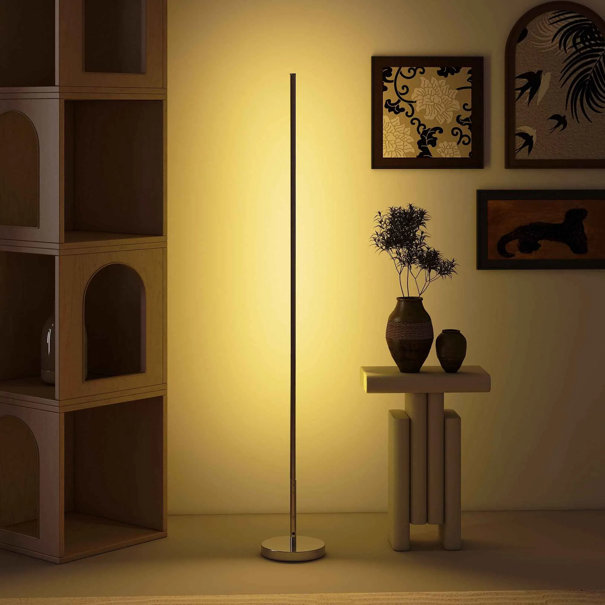HOMCOM 150cm High LED Floor Lamp with Adjustable Color Temperature and Remote Control, Silver - Image 2