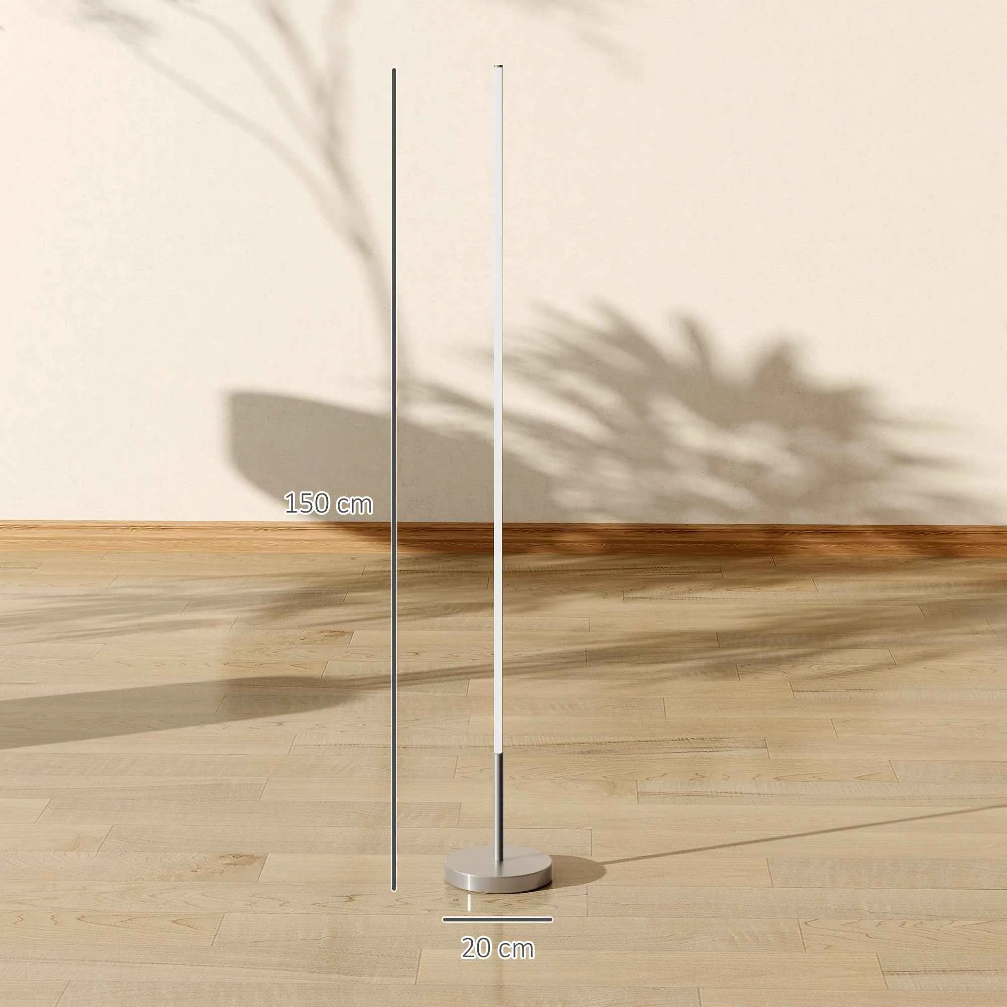 HOMCOM 150cm High LED Floor Lamp with Adjustable Color Temperature and Remote Control, Silver - Image 3