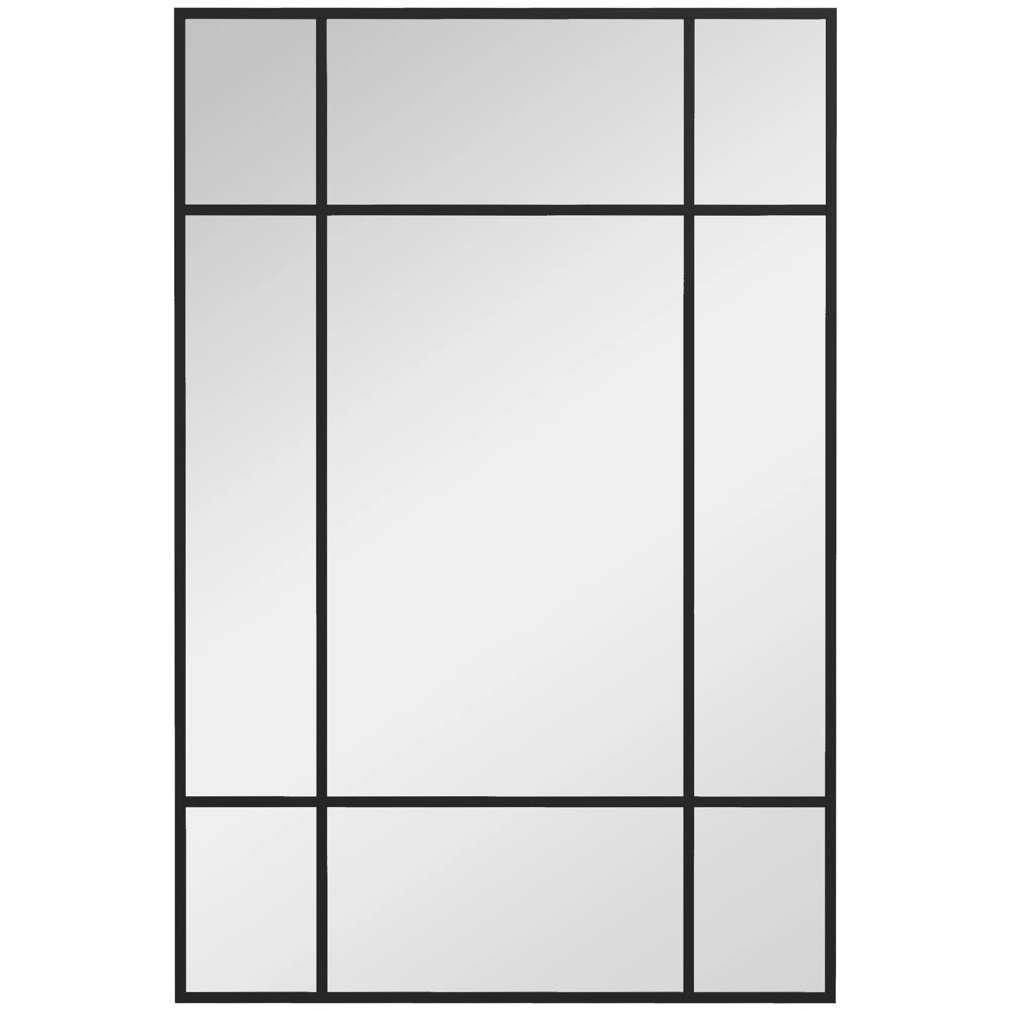 HOMCOM Window Style Wall Mirror with Vertical and Horizontal Mounting, 90x60 cm, Black