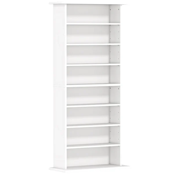 HOMCOM CD Storage Rack with 6 Adjustable Shelves, 360 CDs/185 DVDs Capacity, 58x24x124.5 cm, White