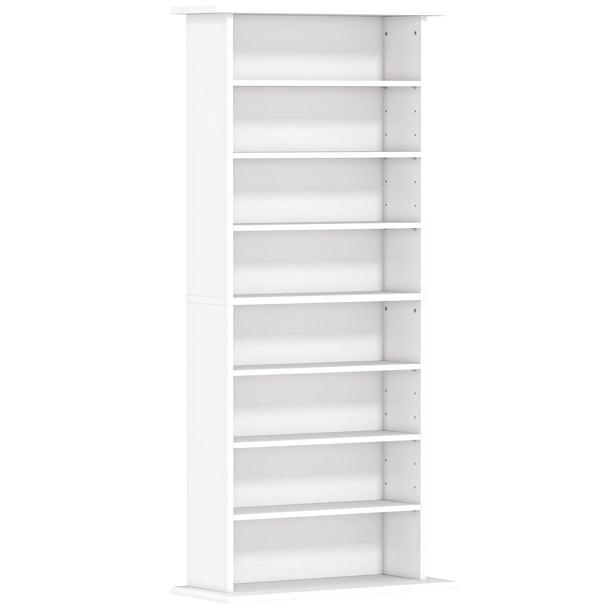 HOMCOM CD Storage Rack with 6 Adjustable Shelves, 360 CDs/185 DVDs Capacity, 58x24x124.5 cm, White