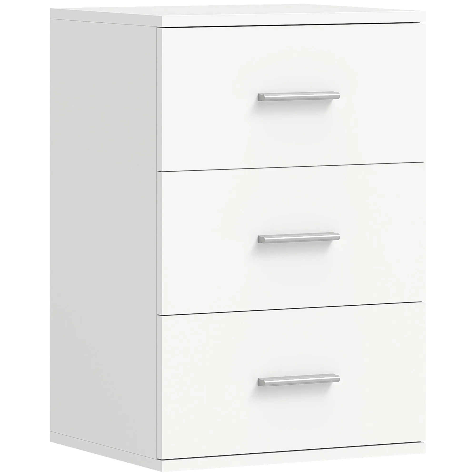HOMCOM Modern and Multipurpose Bedside Table with 3 Drawers for Bedroom and Living Room, 40x35x60 cm, White