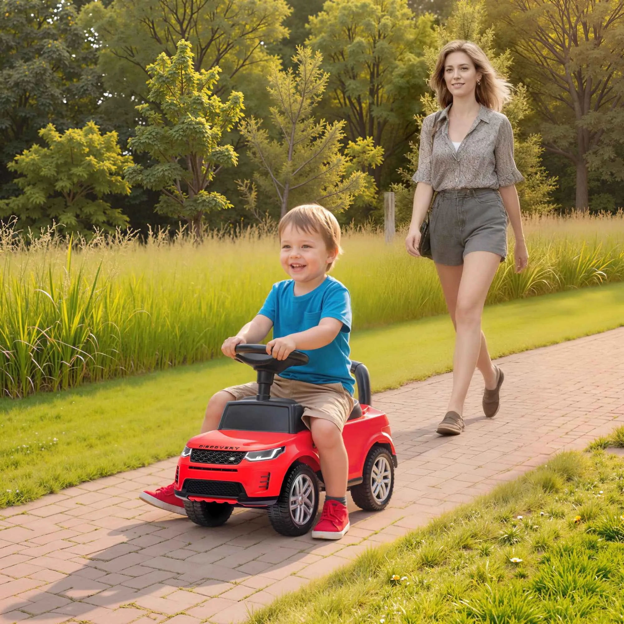 Land Rover Licensed Ride-On Toy Car with Horn and Storage Space, 65.5x28x42 cm, Red - Image 2