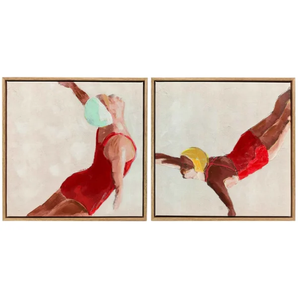 HOMCOM Set of 2 Modern Canvas Prints, Wall Art with Hooks Included, 40x40 cm