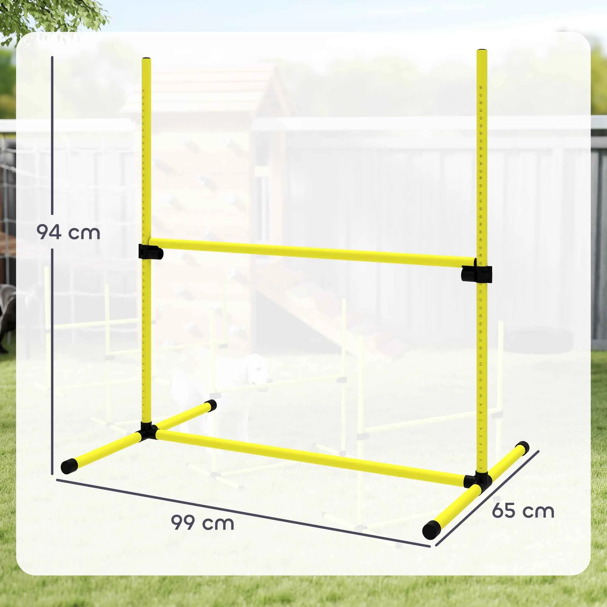 PawHut Set of 4 Agility Dog Training Hurdles, Adjustable Height, with Carry Bag, Yellow - Image 3