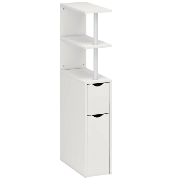 HOMCOM Space-Saving Bathroom Column with 2 Drawers and Open Shelves, 20x45x115 cm, White