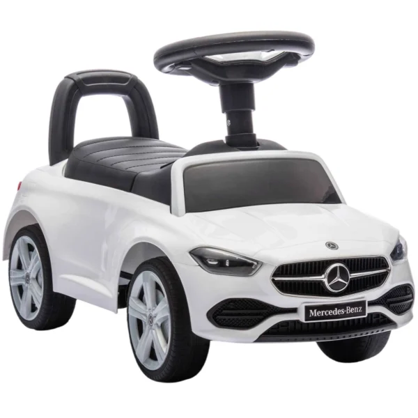 Mercedes Benz Licensed Ride-On Toy Car with Horn and Storage Space, 65x28x39 cm, White