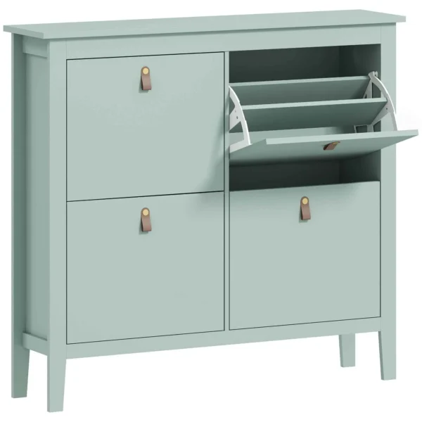 Slim Shoe Rack with 4 Drawers for 20 Pairs of Shoes, Size EU 44, Adjustable Shelves, 105 x 24 x 95.5 cm, Green