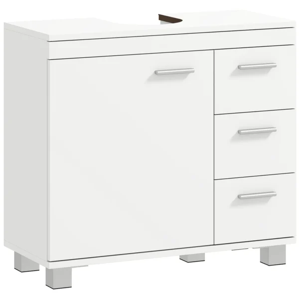 HOMCOM Bathroom Vanity Unit with Cabinet, Shelves and Drawers, White