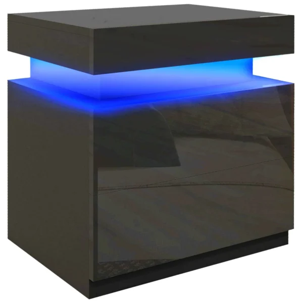 HOMCOM 16-Color LED Nightstand with 4 Modes and 2 Drawers, Wooden, 45x35x52 cm, Black