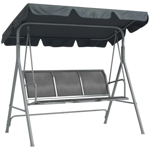 Outsunny 3-Seater Metal Garden Swing with Removable Sun Canopy, 171x108x154 cm, Dark Grey