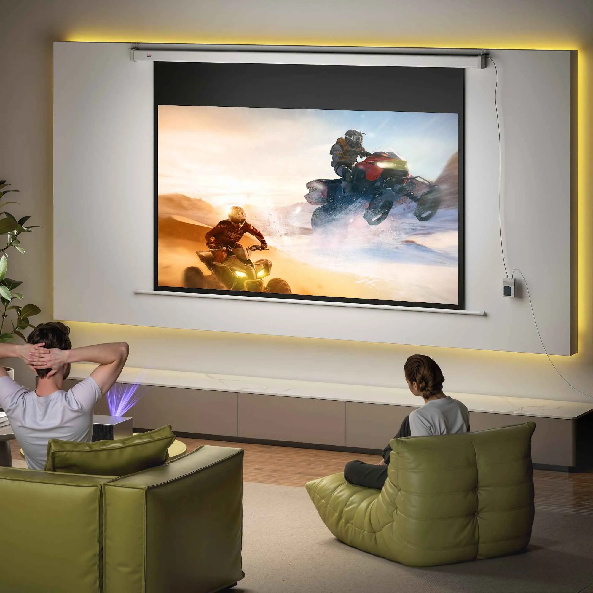 HOMCOM 84-Inch Projector Screen with Remote Control, PVC and Metal, 212 x 8 x 150 cm, White - Image 2