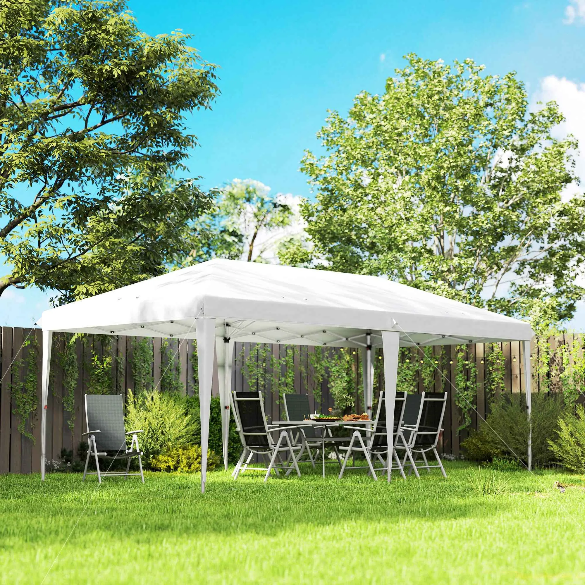 Outsunny 6x3m Pop-Up Garden Gazebo, Folding Party Tent with Carry Bag, White - Image 2