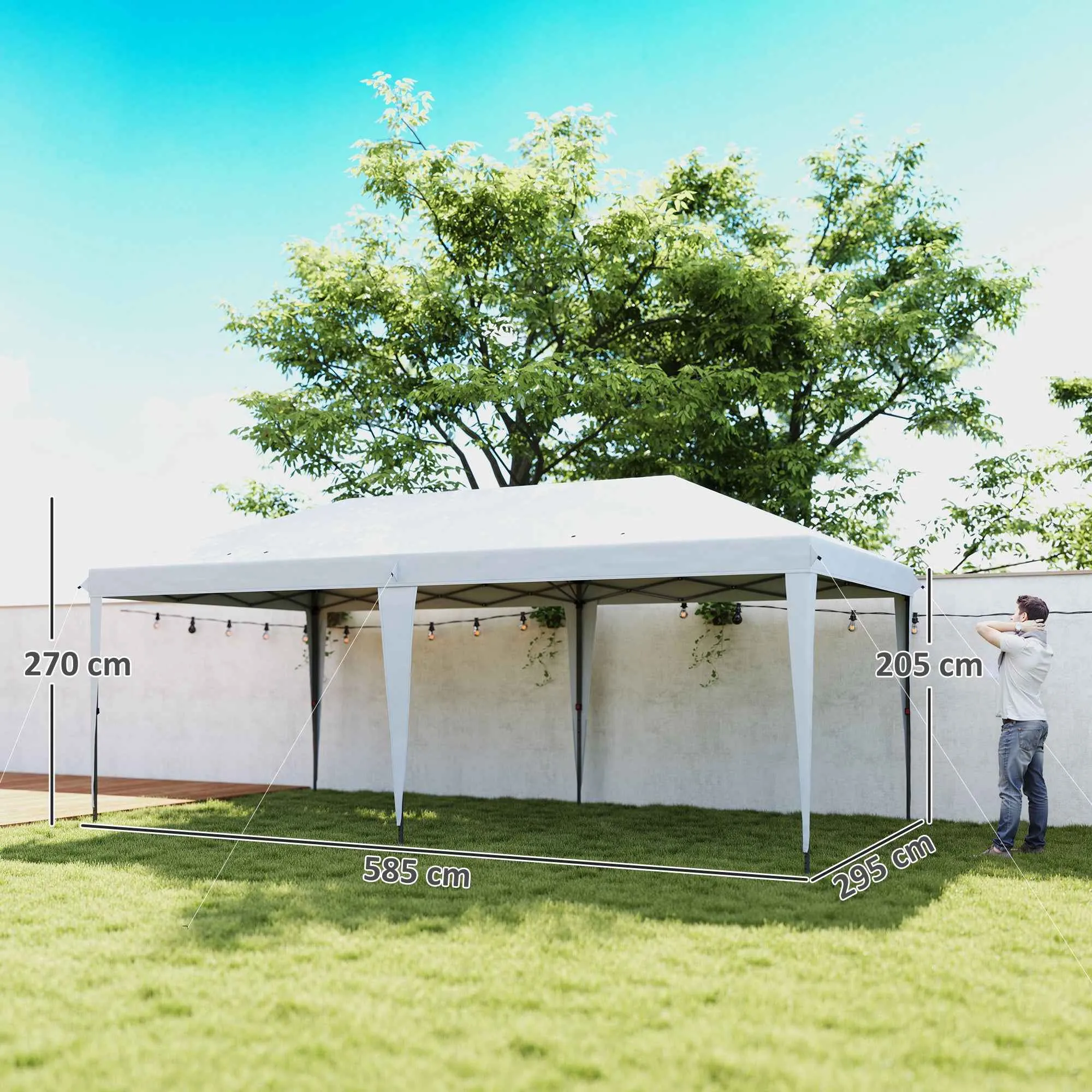 Outsunny 6x3m Pop-Up Garden Gazebo, Folding Party Tent with Carry Bag, White - Image 3