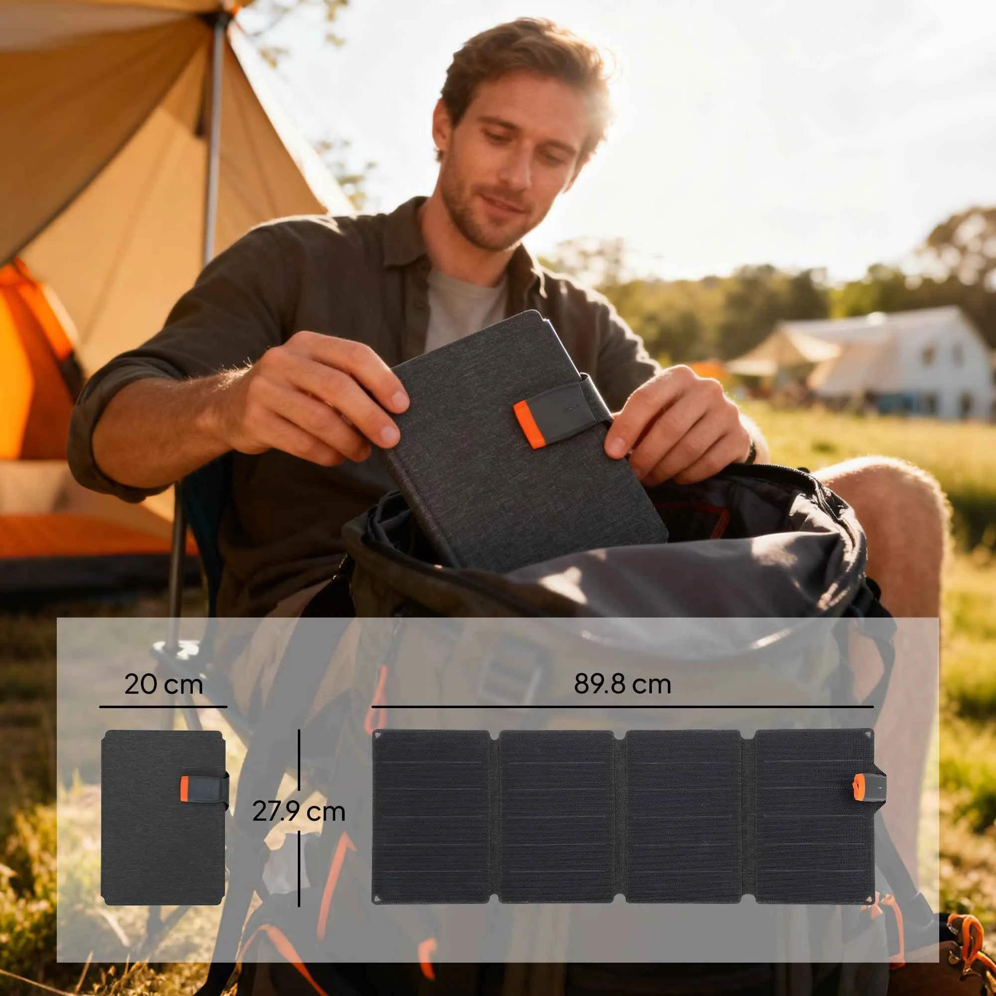 HOMCOM 36W Foldable Solar Charger with Type-C Connection, IP67 Waterproof in ETFE, Grey - Image 3