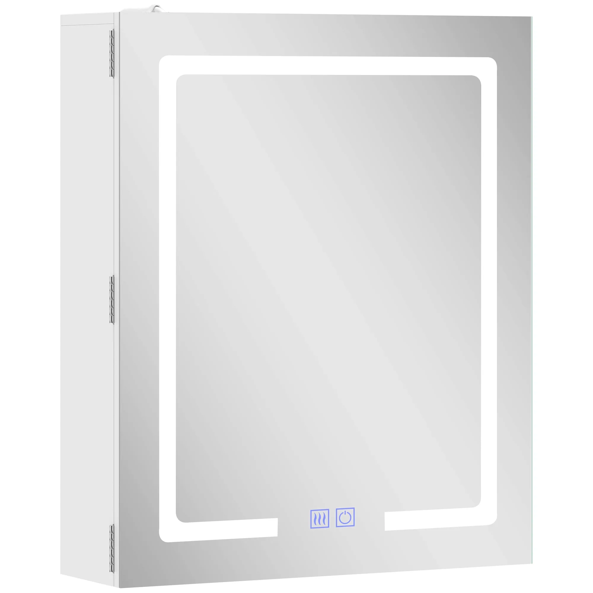 HOMCOM Bathroom Cabinet with Mirror, Adjustable LED Light and Anti-Fog System, 50x15x60 cm, White