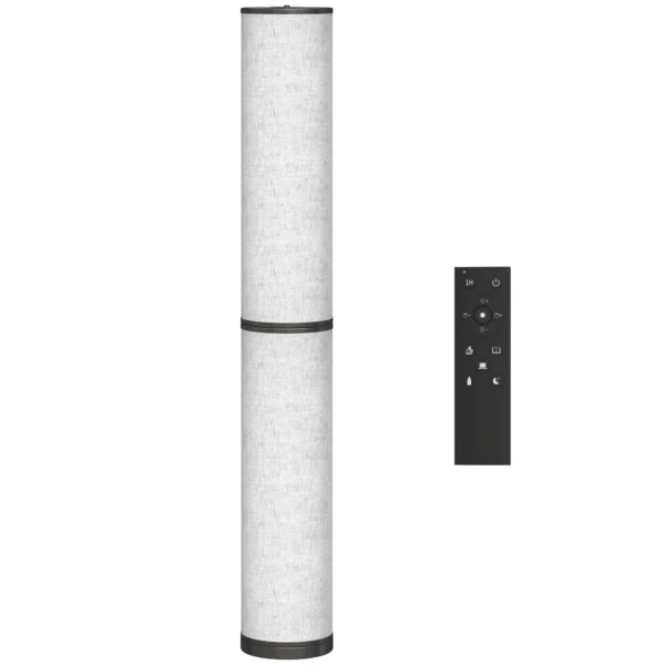 HOMCOM Floor Lamp with Remote Control and 3000-6000K Temperature Adjustment, Fabric Lampshade, Ø20x135 cm, Beige