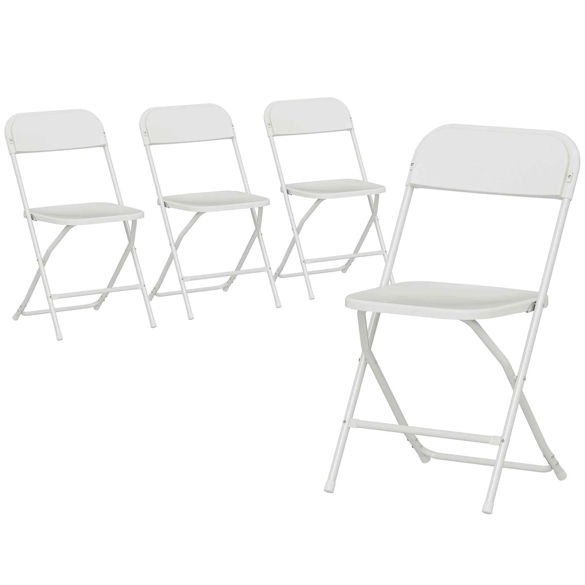 HOMCOM Set of 4 Folding Chairs with Drainage Holes in Plastic and Metal, 45x49x79.5 cm, White