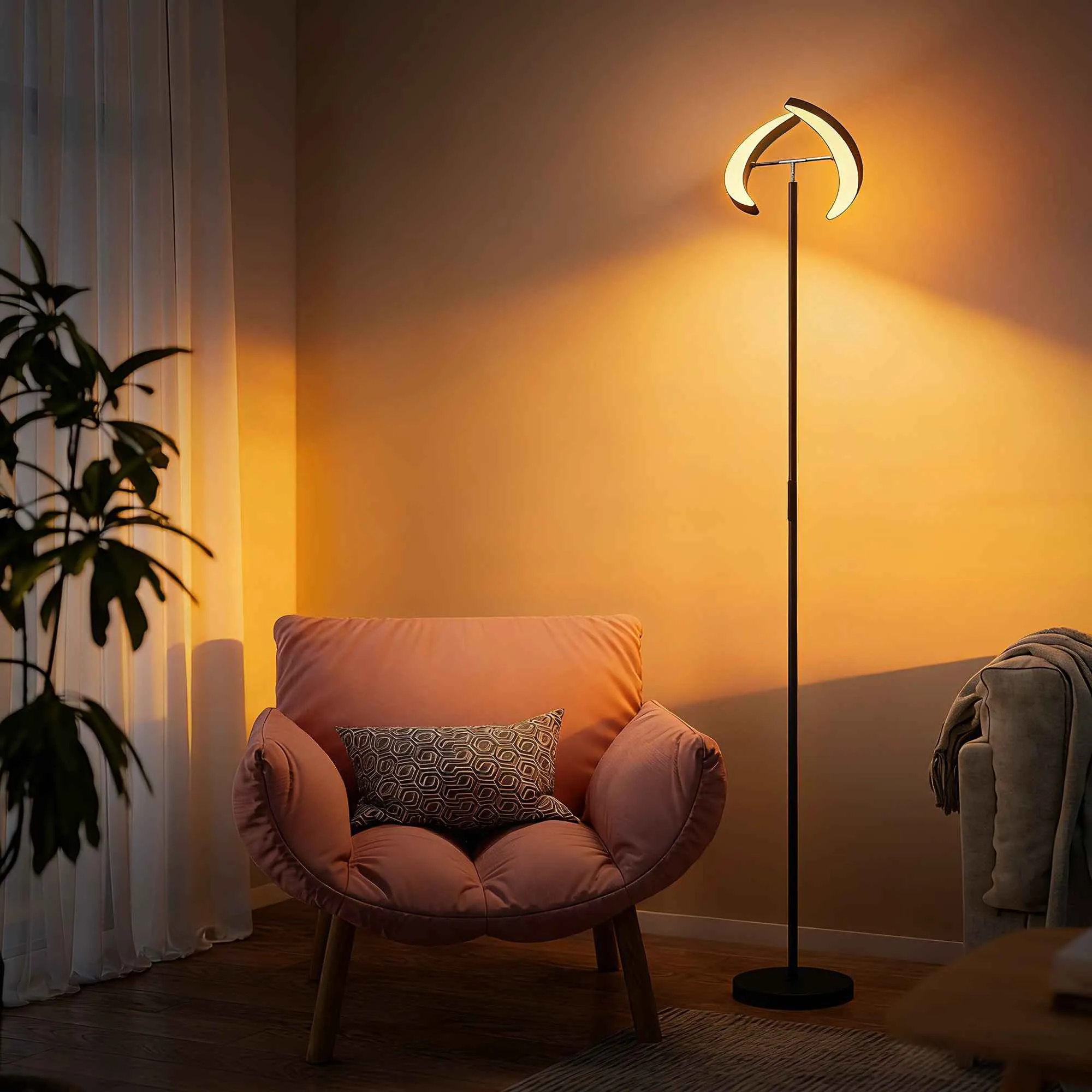 HOMCOM Dimmable Floor Lamp 2700K-6000K with Remote Control and 350° Swivel Double Head, Black - Image 2