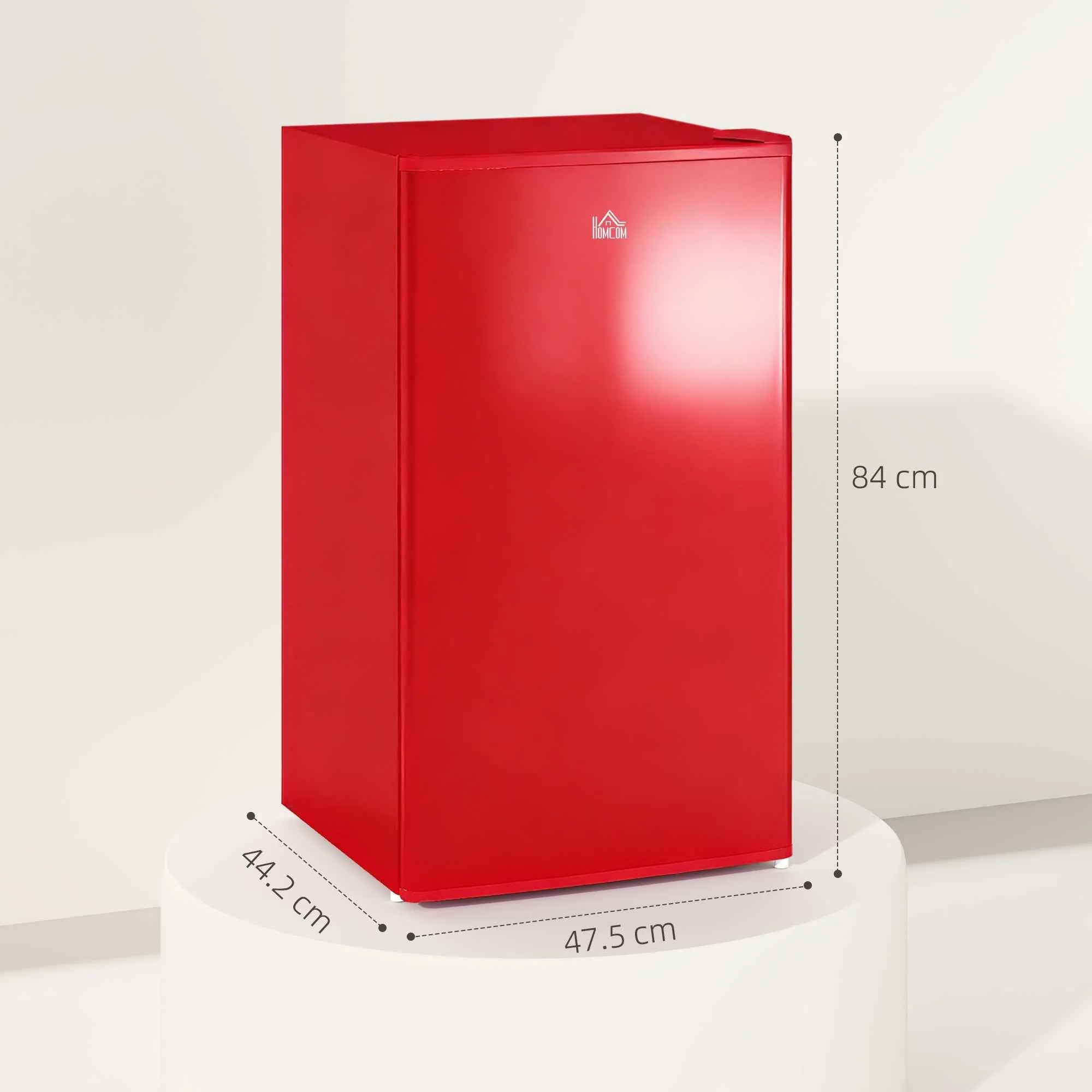 HOMCOM 91L Small Reversible Single-Door Refrigerator with Freezer and Adjustable Temperature, Red - Image 3