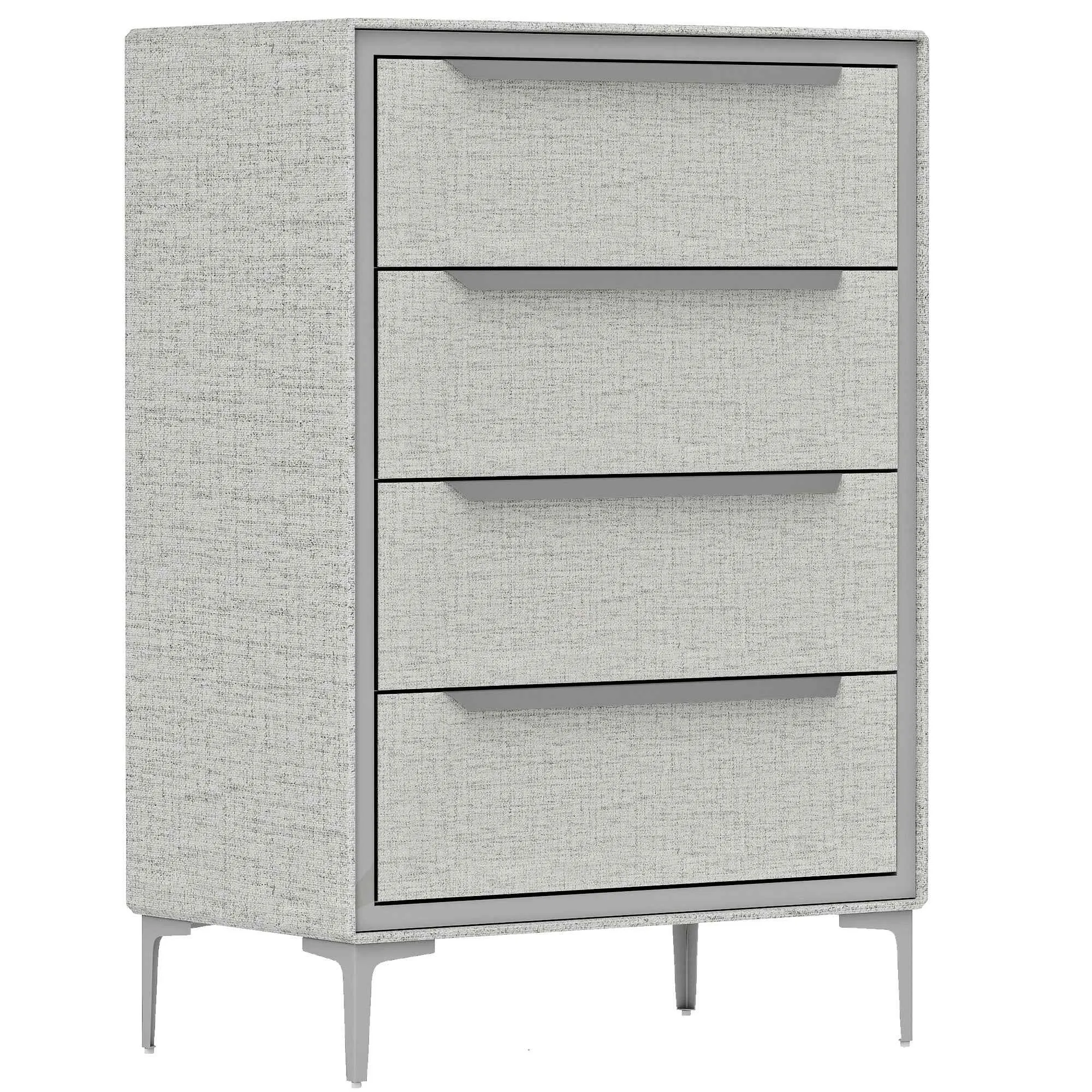 4-Drawer Steel Chest of Drawers with Linen-Effect Fabric Covering, 60x36x88 cm, Grey